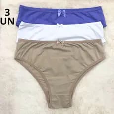 Kit 3 Calcinha Alba Calçola Cintura Alta Tanga Senhora Conforto Elegância Dia a Dia Sortidas