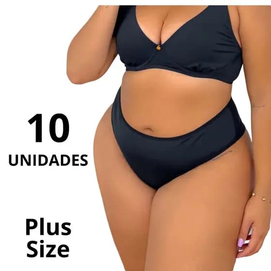 10 Calcinha Plus Size Cintura Alta Calçola Tanga Confortável Sustentação Dia a Dia Reforçada