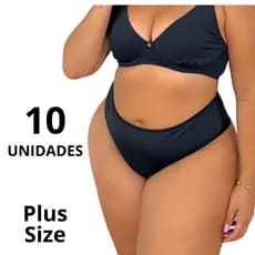 10 Calcinha Plus Size Cintura Alta Calçola Tanga Confortável Sustentação Dia a Dia Reforçada