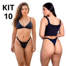 Kit 10 Calcinha Microfibra Fio Duplo Cós Alto Não Marca Roupa Confortável Sensual Biquini Marquinha