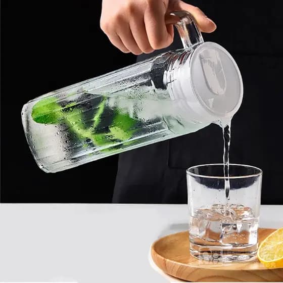 Jarra De Vidro Com Tampa Suco Água Chá Refrigerante 1 Litro JR