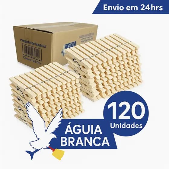 Kit c/ até 120 Prendedores de Madeira – Alta Resistência Roupas pregador