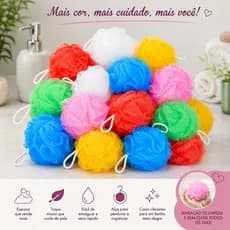 Bucha de Banho Macia Colorida para Corpo - Azul, Branca, Rosa, Verde, Vermelha e Amarela