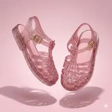 Sandália Papete Xeretinha Baby Infantil Menina Rosa Glitter