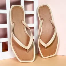 Chinelo De Dedo Quadrado Feminino Bicolor Casual Macio e Confortável Ideal Para O Verão Praia e Dia a Dia Lançamento