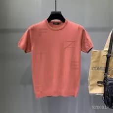 Suéter Masculino Letra 3 Cores M-3XL Gola Redonda Manga Curta Casual Top Verão Fino Respirável Camiseta UX6U