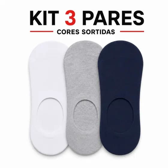 Kit 3 Pares de Meias Sapatilha Invisível Feminina Tamanho 35 ao 40