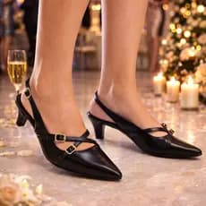 Sapato Slingback Bico Fino Feminino Salto Fino