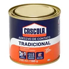 Cola De Contato Cascola Tradicional Sem Toluol 195g 230ml Adesivo Sapateiro Fixa Madeira Borracha Mdf Couro