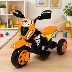 Moto Eletrica Infantil Estilo Cross Luz Neon Modelagem Resistente Alta Qualidade Laranja