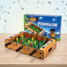 Mesa Pebolim brinquedo Madeira Resistente Portatil Jogo Futebol Mesa Divertido Compacto Familia Amigos com Bolinha