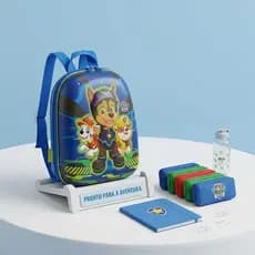Mochila Escolar Passeio Reforçada Infantil  Alças Costas Patrulha Canina Chase Azul Pequeno Desenho Animado