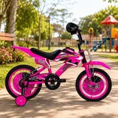Bicicleta Infantil Moto Cross Aro 16 Rosa Menina Rodinhas Conforto Estabilidade