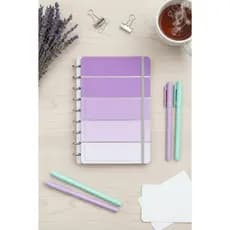 Caderno Inteligente Disco Lilas Grande G Listrado Reposicionavel Organizador Anotacoes