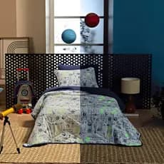 Kit Cobre Leito 3 Peças Cama Casal Infantil Brilha No Escuro Colcha Cobertor Para Meninos Galáxia