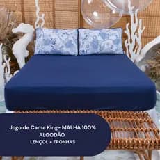 Jogo De Cama King 3 Peças Malha 100% Algodão Europa All Mare Lençol e Fronhas