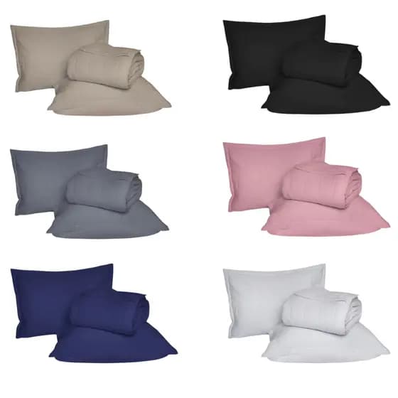 Kit Cobre Leito Casal 3 Peças Fine Malha 100% Algodão Liso Colcha Matelada Macio