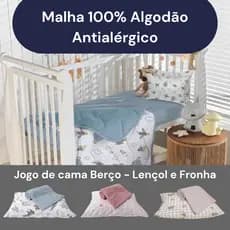 Jogo De Cama Berço Bebê 2 Pçs Malha 100% algodão Antialérgico Infantil