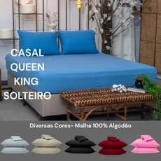 Jogo de Cama 3 Pçs Liso Malha 100% Algodão Elástico - Lençol e Fronhas Casal Queen King Solteiro