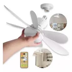 Lampada Ventilador De Teto E27 C/ 6 Helices Controle Bivolt
