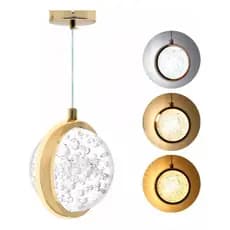 Pendente Saturno Luminária Cristal 3 Tons De Luz