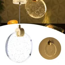 Pendente Lua Cheia Vidro Cristal Bolhas Led Redondo 11cm