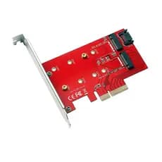 Adaptador Placa PCIe X4 para SSD M.2 NVMe e NGFF M.2 SATA M Key e B Key PCI-e 2 em 1 Duplo + CABO SATA