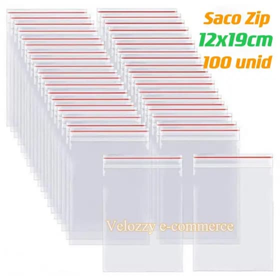100 Sacos Zip Lock Hermético 12x19cm Embalagem para Armazenamento Organização