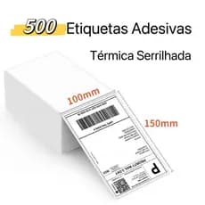 Bloco 500 Etiquetas 10x15 cm 100x150 mm Adesiva Térmica Serrilhada Formato Resma