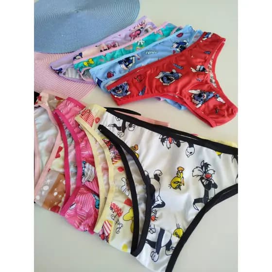Kit 10 Calcinha Menina Moça Juvenil Estampada e Lisa