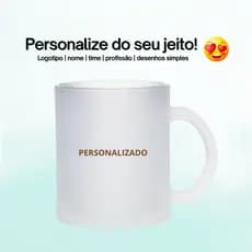 Caneca de Vidro Fosco de 350ml - Nome, Logo, Time, Profissão
