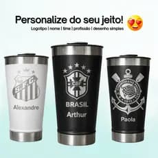 Copo Térmico Personalizado 500ML - Time, Nome, Profissão