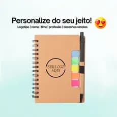 Bloco de Anotações Personalizada com Autoadesivos e Caneta - nome/logo/escola/trabalho
