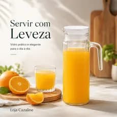 Jarra Vidro Redonda 1 Litro Transparente Servir Agua Suco Cha Design Elegante Resistente Cozinha