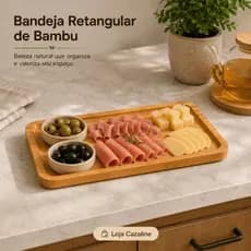 Petisqueira Bambu Retangular 26cm Servir Petiscos Queijos Frios Mesa Posta Área Gourmet