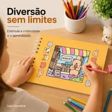 Caderno Livro Colorir Folhas Desenhos Entretenimento Relaxante Pintura Bichinho Papel Criança