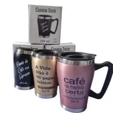 Caneca Térmica 320ML Aço Inox Com Tampa de Plastico e Com Frases Na Copo Para Café,chá,Achocolatado, água, sucos