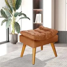 Puff Sênior Luxuoso Banco Apoio Pés Penteadeira Almofadado Terracota Suede