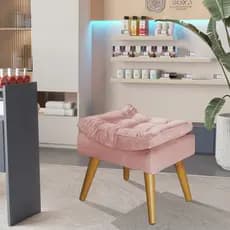 Puff Sênior Luxuoso Rose Salão De Manicure Apoio P/ Os Pés. Rose