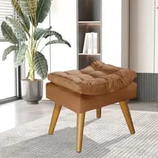 Puff Sênior Luxuoso Banco Apoio Pés Almofadado Penteadeira Cor Terracota - Metalaço