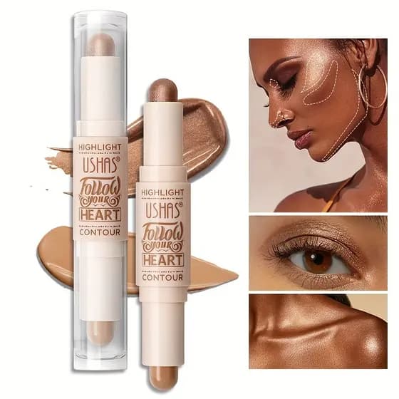2 Em 1 Bastão De Modelagem Facial Para Destaque E Contorno , De Longa Duração À Prova D'água , Caneta De Maquiagem Não Pegajosa
