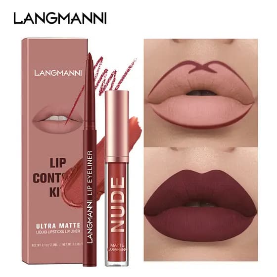 Langmanni / Conjunto 2 Peças Gloss e Lápis Labial Efeito Matte