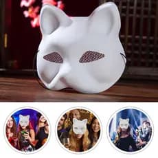Máscara De Fio De Malha Olhos De Gato Branca Matte Fox DIY Blank PVC Máscaras De Festa De Hallowe