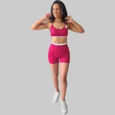 Conjunto fitness bicolor feminino, conjunto de academia e caminhada, top e short/bermuda
