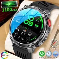 Novos Homens 1100mAh Bateria Grande Relógio Inteligente Ao Ar Livre GPS Bússola Chamada Bluetooth 10ATM À Prova Dwaterpr