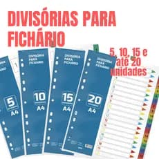 Divisórias para Fichário Spiral A4 Furos Cores Sortidas 225mm x 297mm