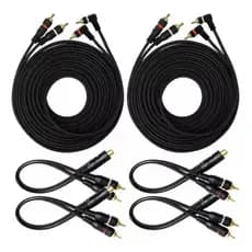 Kit 2 Cabo Rca 5mts E 4 Y 2m/1f P/ Módulo Amplificador