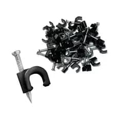 100pcs Grampo Fixa Fio Cabo Coaxial Miguelao 6mm Preto