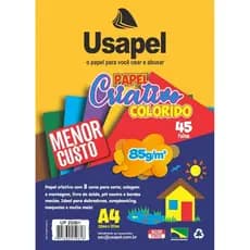 Papel Criativo A4 85g 8 Cores Usapel Pacote Com 45 Folhas