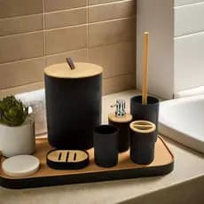 Kits para Banheiro Premium Minimalista| Lixeira, Dispenser, Porta-escova, Copo, + Escova/Saboneteira